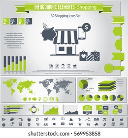 Shopping - infographic elements and icons set.