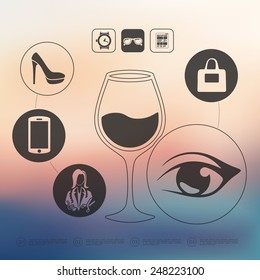 shopping infographic with unfocused background
