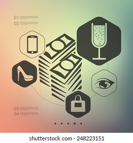 shopping infographic with unfocused background