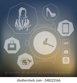 shopping infographic with unfocused background