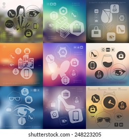 shopping infographic with unfocused background