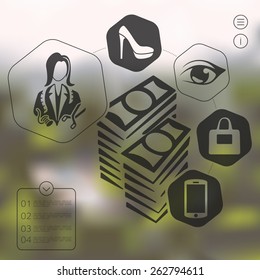 shopping infographic with unfocused background
