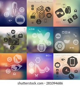 shopping infographic with unfocused background