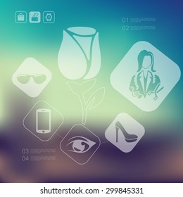 shopping infographic with unfocused background