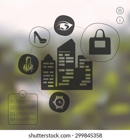 shopping infographic with unfocused background