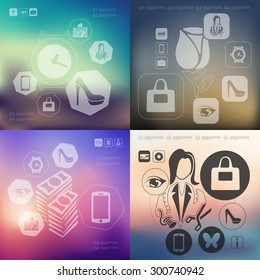 shopping infographic with unfocused background