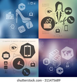 shopping infographic with unfocused background