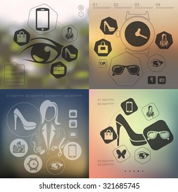 shopping infographic with unfocused background