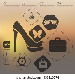 shopping infographic with unfocused background