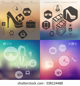 shopping infographic with unfocused background