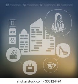 shopping infographic with unfocused background