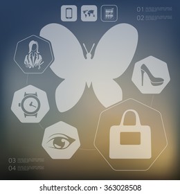 shopping infographic with unfocused background
