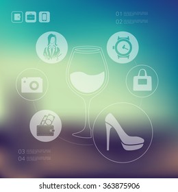 shopping infographic with unfocused background