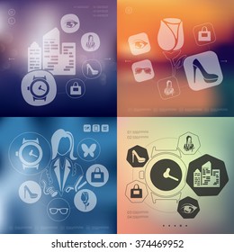 shopping infographic with unfocused background
