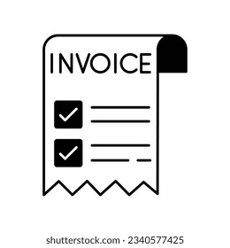 Icono de vector de glifo de factura de compra que puede editar o modificar fácilmente

