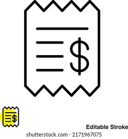 Icono de línea del vector de factura de compra