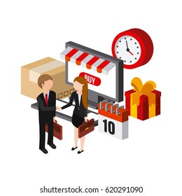 shopping isometric icons design