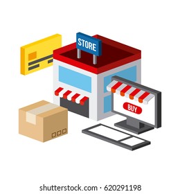 shopping isometric icons design