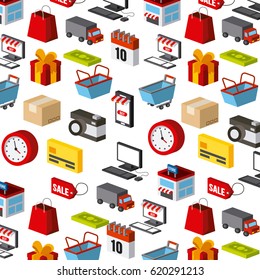 shopping isometric icons design