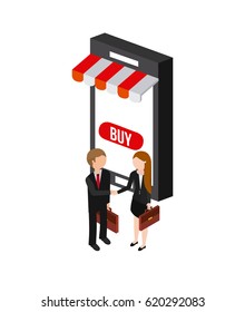 shopping isometric icons design