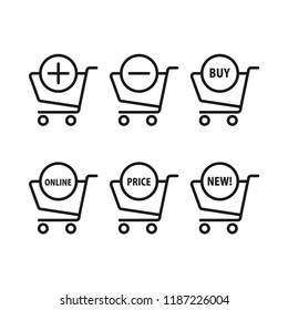 Shopping item icons. Shopping online concept. Flat simple design. Line Vector. Isolate on white background.