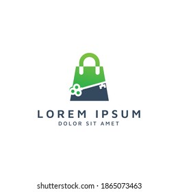 shopping and key negative space logo design