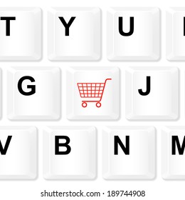 Shopping keyboard button. Vector illustration.