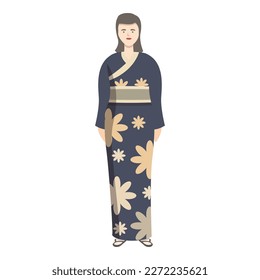 Shopping kimono icon cartoon vector. Asian woman. Cute lady