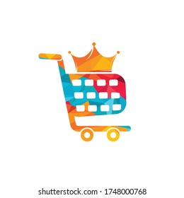 Shopping king vector logo design.