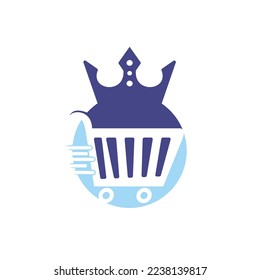 Shopping king vector logo design template. Shopping cart with crown icon logo design.