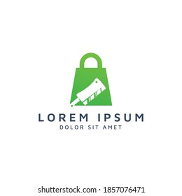 shopping and knife negative space logo design