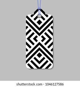 Shopping label on abstract geometric pattern paper