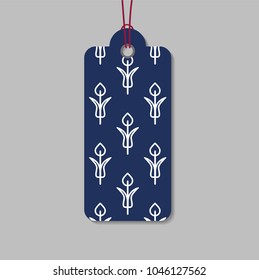 Shopping label on abstract tulip pattern paper