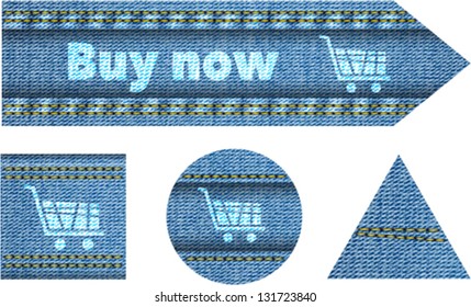 Shopping labels made of jeans. Vector illustration