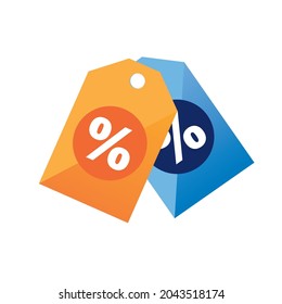 shopping labels on white background