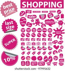 shopping labels, stickers set, vector