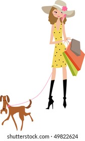shopping lady with dog