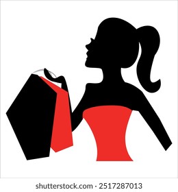 shopping lady logo design vector file