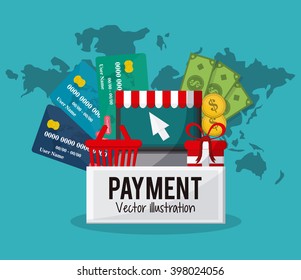 Shopping with laptop design, Vector illustration