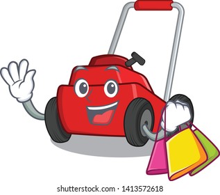 Shopping lawnmower isolated  cartoon