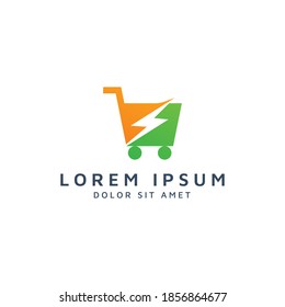 diseño del logotipo del espacio negativo para la compra y el relámpago