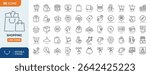 Shopping line editable icon set. Containing cart, shop, offer, delivery, e-commerce, buy, product, customer, online shopping and more. Editable stroke. Vector illustration
