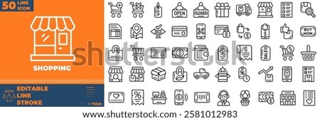 Shopping Line Editable Icons set. Vector illustration in modern thin line style of shopping icons: sale, client, delivery, etc