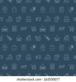 Shopping line icon pattern set