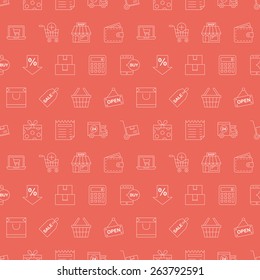 Shopping line icon pattern set