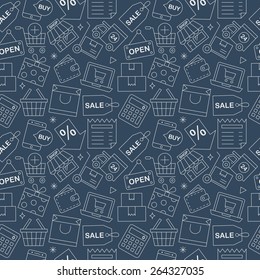 Shopping line icon pattern set