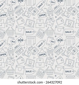 Shopping line icon pattern set