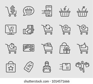 Shopping line icon set