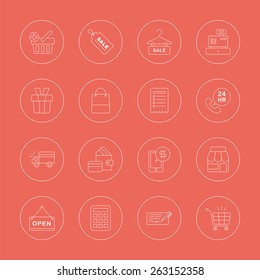 Shopping line icon set