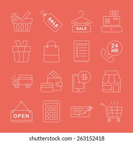 Shopping line icon set